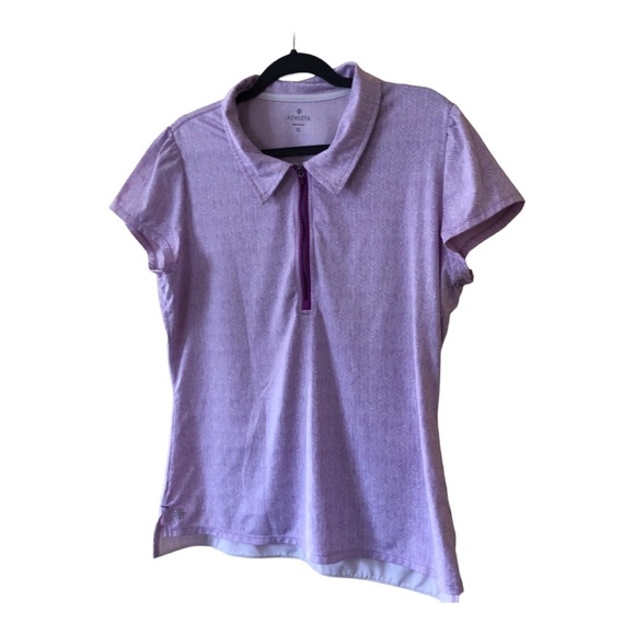 Athleta Gravity 1/2 Zip Hi Low Polo Golf Top Women's Size XL Light Purple - Picture 5 of 6